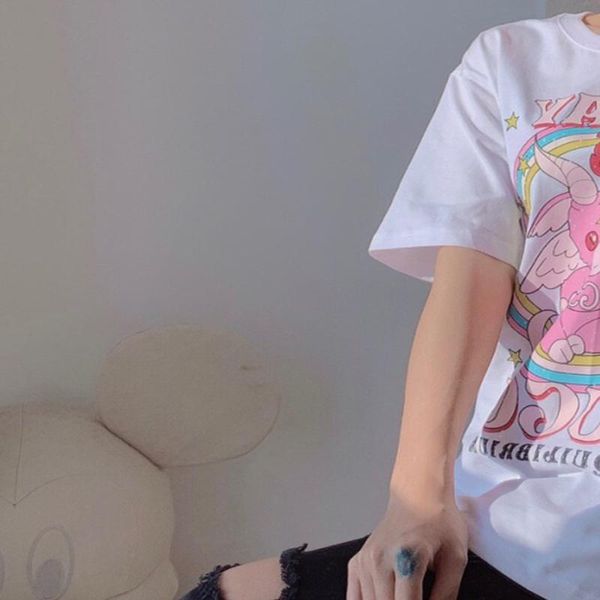 summer products fashion classic design casual versatile cartoon printing pattern cotton t-shirt 100121 women's, White
summer products fashion classic design casual versatile cartoon printing pattern cotton t-shirt 100121 women's, White