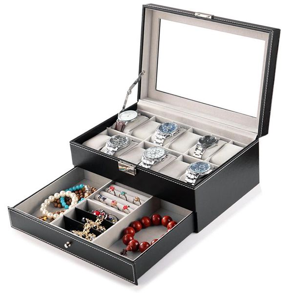watch boxes & cases leather box 12 slot mens organizer with jewelry display drawer lockable case black gift, Black;blue
watch boxes & cases leather box 12 slot mens organizer with jewelry display drawer lockable case black gift, Black;blue