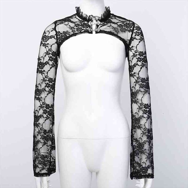 vintage flare long sleeve womens shirt slim bolero ruffles stand collar floral lace shrug sheer black cardigan top, White
vintage flare long sleeve womens shirt slim bolero ruffles stand collar floral lace shrug sheer black cardigan top, White