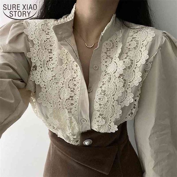 vintage korean stand collar single-row buckle lace stitching women's shirts and blouse loose lantern sleeve shirt woman 12767 210508, White
vintage korean stand collar single-row buckle lace stitching women's shirts and blouse loose lantern sleeve shirt woman 12767 210508, White