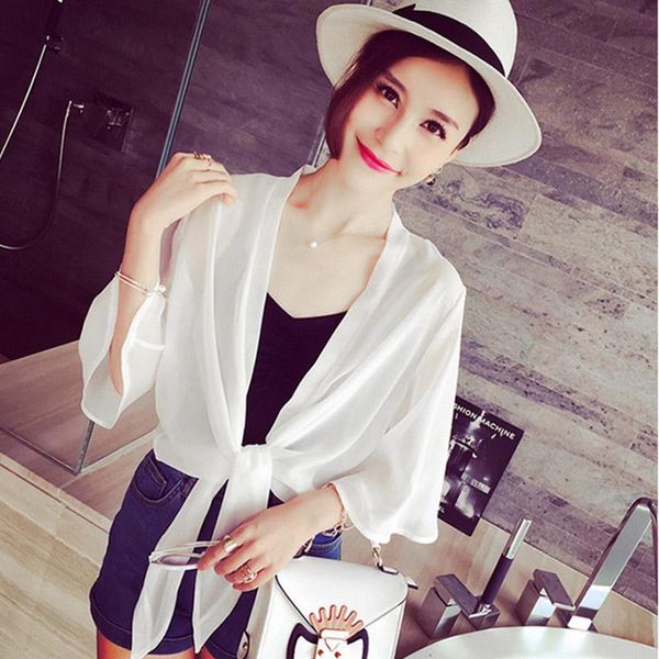 women's t-shirt women thin chiffon cardigan breathable sun protection clothing for summer swd889, White
women's t-shirt women thin chiffon cardigan breathable sun protection clothing for summer swd889, White