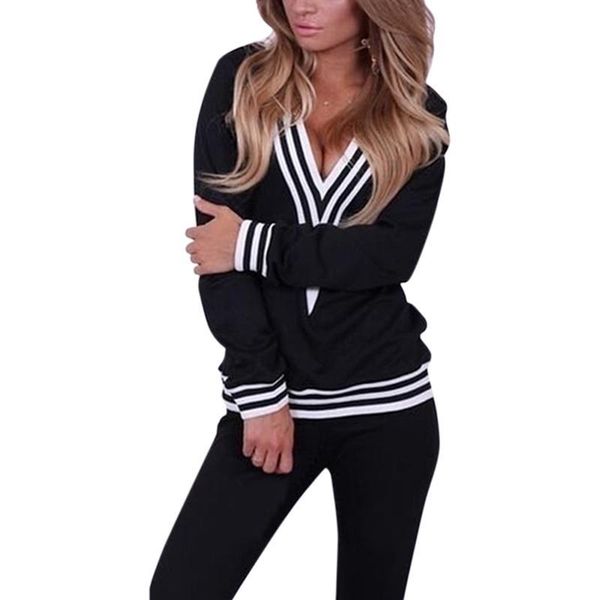 women's two piece pants missky women cansual sports suit long-sleeved v-neck & trousers fashion clothing, White
women's two piece pants missky women cansual sports suit long-sleeved v-neck & trousers fashion clothing, White