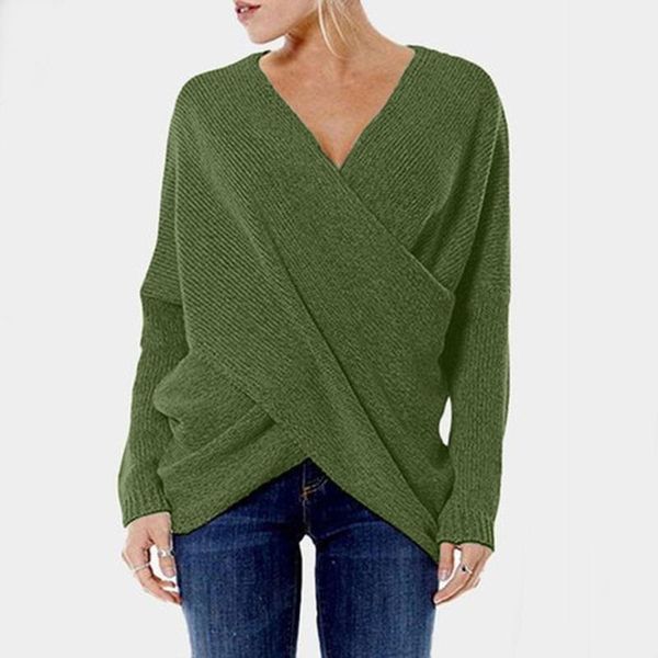 women's sweaters women irregular hem cross sweater long sleeve front pullovers knit ladies v neck, White;black
women's sweaters women irregular hem cross sweater long sleeve front pullovers knit ladies v neck, White;black