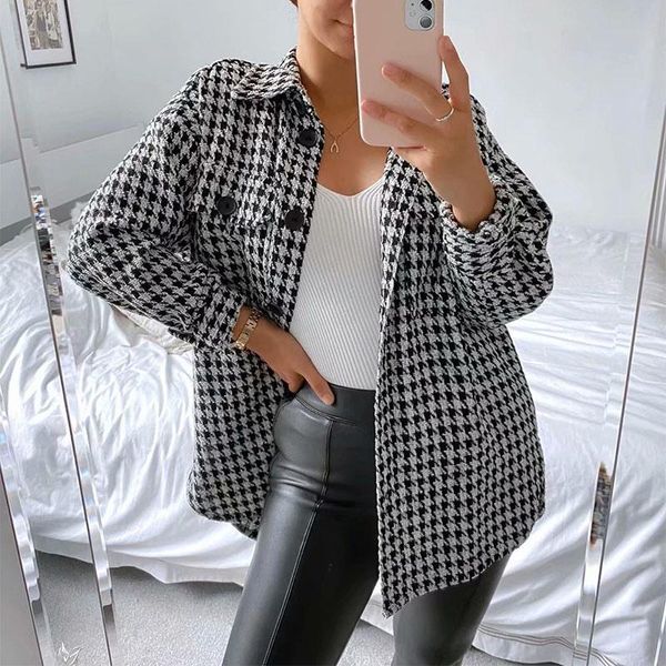 women's wool & blends autumn houndstooth long sleeve coats pockets single breasted female jackets 2021 trend fashion ladies coat hcc202, Black
women's wool & blends autumn houndstooth long sleeve coats pockets single breasted female jackets 2021 trend fashion ladies coat hcc202, Black