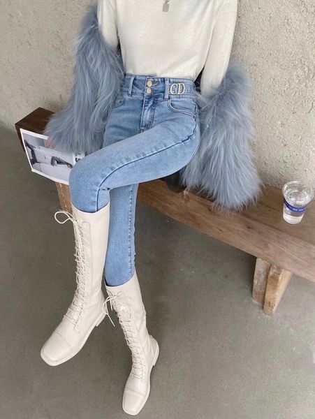 women's highwaisted breeches winter show thin, elastic veet straight feet grow the moral joker pants pant boots, Blue
women's highwaisted breeches winter show thin, elastic veet straight feet grow the moral joker pants pant boots, Blue