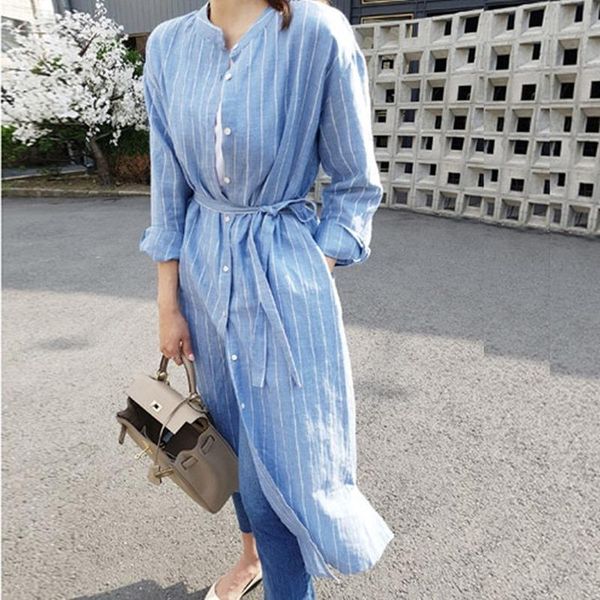 casual dresses mazefeng 2021 women summer shirt dress striped loose stand collar split lace up cotton and linen long size s-xl, Black;gray
casual dresses mazefeng 2021 women summer shirt dress striped loose stand collar split lace up cotton and linen long size s-xl, Black;gray