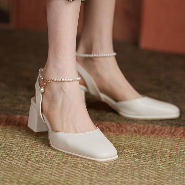 beige sandals with thick heel ankle bead string pearl square toe comfortable breathable apricot fashion simple mary jane shoes dress, Black
beige sandals with thick heel ankle bead string pearl square toe comfortable breathable apricot fashion simple mary jane shoes dress, Black
