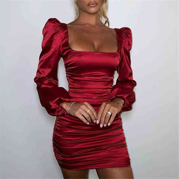 articat new satin puff-sleeve ruched dress for women solid square collar dresses ladies streetwear backless zip vestidos g1223, Black;gray
articat new satin puff-sleeve ruched dress for women solid square collar dresses ladies streetwear backless zip vestidos g1223, Black;gray