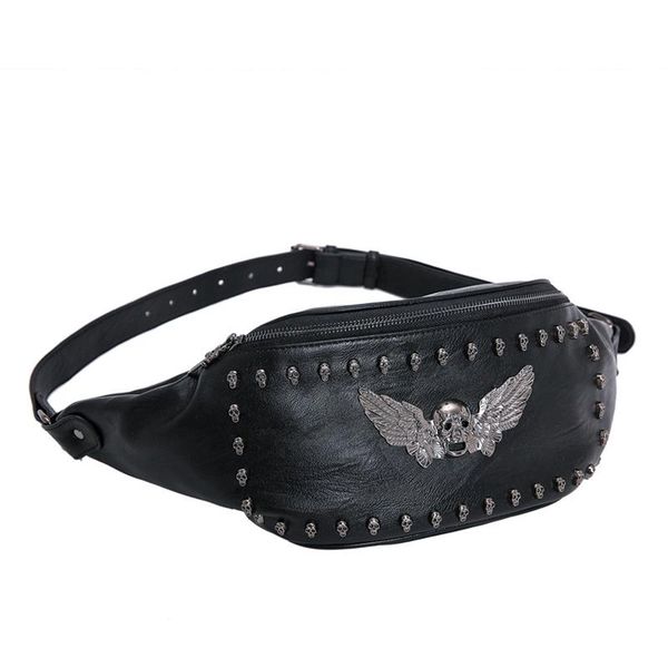 rivet skull belt bag retro black leather waist bags steampunk men lady travel shoulder
rivet skull belt bag retro black leather waist bags steampunk men lady travel shoulder