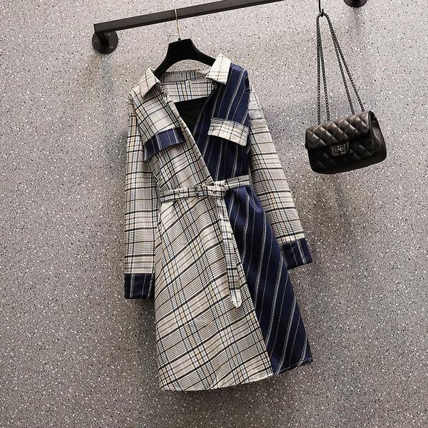 casual dresses plus size women's 2021 spring fat sister slimming fashion age reduction color matching striped plaid dress women, Black;gray
casual dresses plus size women's 2021 spring fat sister slimming fashion age reduction color matching striped plaid dress women, Black;gray