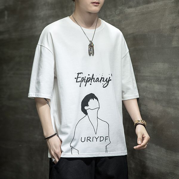 short sleeve casual 2021 men's t shirts wear a set with ruffian and handsome summer korean fashion sports clothes, White;black
short sleeve casual 2021 men's t shirts wear a set with ruffian and handsome summer korean fashion sports clothes, White;black