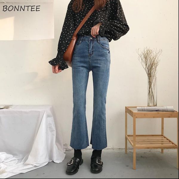 jeans women womens retro high waist ankle length simple flare jean korean style all match elastic zipper fly trendy daily, Blue
jeans women womens retro high waist ankle length simple flare jean korean style all match elastic zipper fly trendy daily, Blue