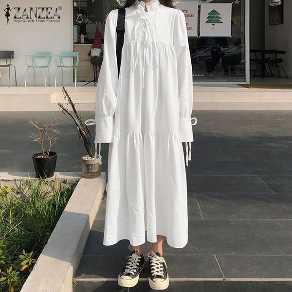 women's blouses & shirts 2021 spring sundress stylish loose dresses women casual lace up solid vestidos zanzea fashion turtleneck, White
women's blouses & shirts 2021 spring sundress stylish loose dresses women casual lace up solid vestidos zanzea fashion turtleneck, White