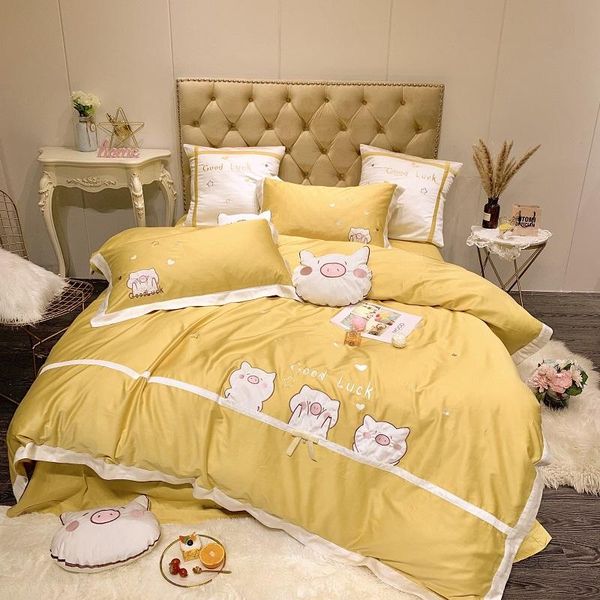 bedding sets yellow cartoon pig embroidery egyptian cotton girl set king duvet pillowcases bed sheet size cover linen fitted
bedding sets yellow cartoon pig embroidery egyptian cotton girl set king duvet pillowcases bed sheet size cover linen fitted