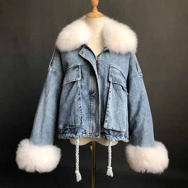 women's fur & faux denim jacket wholesale thick women collar parka arrivals winter fashion streetwear lady short coat, Black
women's fur & faux denim jacket wholesale thick women collar parka arrivals winter fashion streetwear lady short coat, Black