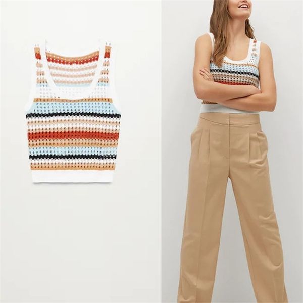 striped openwork cropped vest sweater women sleeveless o neck vintage pullover female fashion loose spring sweaters 210524, Black;white
striped openwork cropped vest sweater women sleeveless o neck vintage pullover female fashion loose spring sweaters 210524, Black;white
