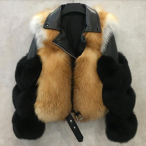 women's fur & faux winter jacket natural coats with sheepskin leather female short full sleeve fashion ladies real, Black
women's fur & faux winter jacket natural coats with sheepskin leather female short full sleeve fashion ladies real, Black