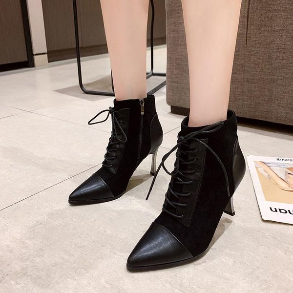 boots pointed lace 2021 women's shoes autumn up short and winter fashion style british, Black
boots pointed lace 2021 women's shoes autumn up short and winter fashion style british, Black
