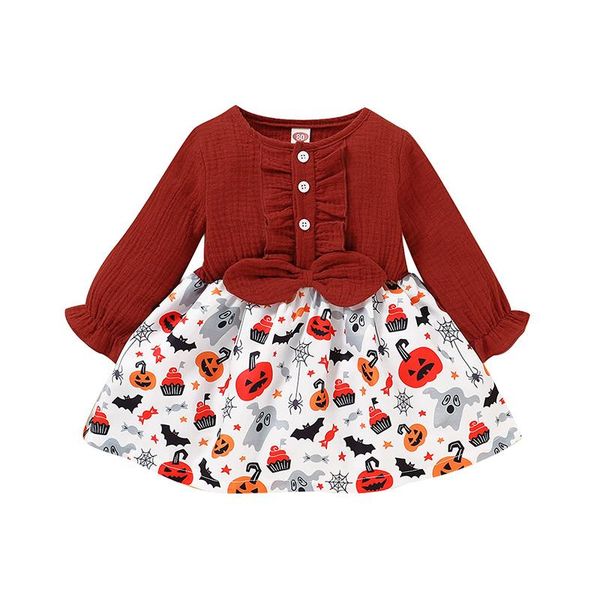 girl's dresses 1-4years kids girl halloween dress casual long sleeve pumpkin print stitching round neck a-line toddler infant party, Red;yellow 
girl's dresses 1-4years kids girl halloween dress casual long sleeve pumpkin print stitching round neck a-line toddler infant party, Red;yellow