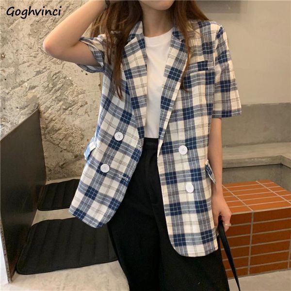 women's suits & blazers korean style students oversize plaid women short sleeve double breasted casual ulzzang slim temper outwear fash, White;black
women's suits & blazers korean style students oversize plaid women short sleeve double breasted casual ulzzang slim temper outwear fash, White;black