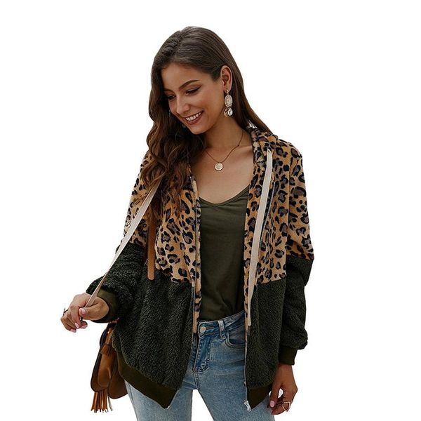 women's jackets autumn women casual leopard patchwork fleece jacket coat with thick tether hooded fashion fluffy long sleeve outwear, Black;brown
women's jackets autumn women casual leopard patchwork fleece jacket coat with thick tether hooded fashion fluffy long sleeve outwear, Black;brown