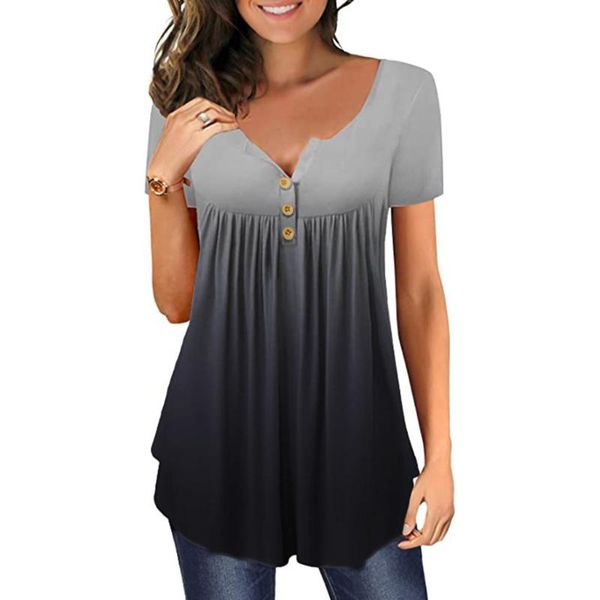 women's blouses & shirts fashoin women gradient change summer leisure short sleeve summertime chemise personalized buttons kimono v-nec, White
women's blouses & shirts fashoin women gradient change summer leisure short sleeve summertime chemise personalized buttons kimono v-nec, White