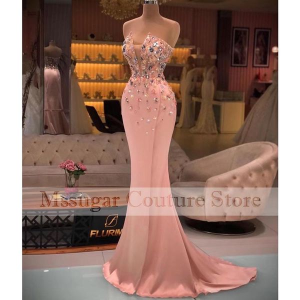 party dresses 2021 strapless pink mermaid prom crystal beading evening dress for women plus size vestido de fiesta, White;black
party dresses 2021 strapless pink mermaid prom crystal beading evening dress for women plus size vestido de fiesta, White;black