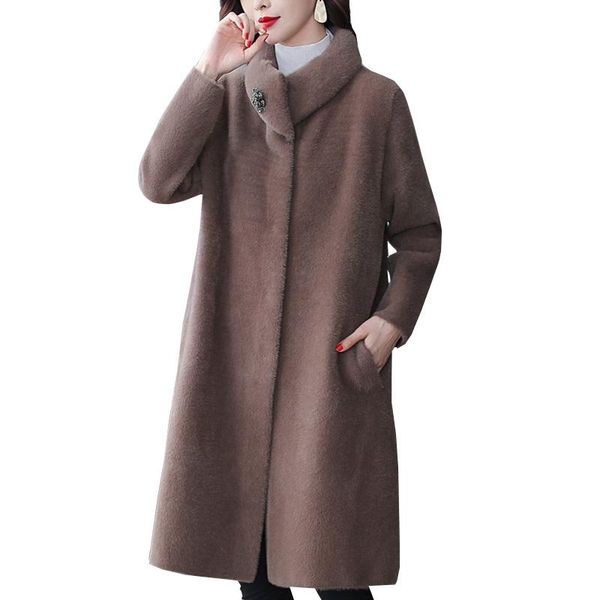 women's fur & faux sheep shearing overcoat winter warm jacket female high-end plus size mother mink velvet medium long coat overcome, Black
women's fur & faux sheep shearing overcoat winter warm jacket female high-end plus size mother mink velvet medium long coat overcome, Black