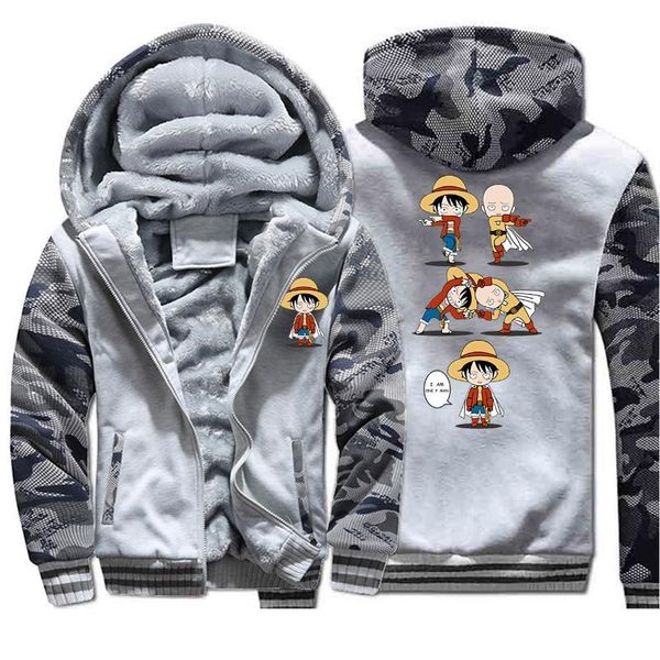 Men's Hoodies & Sweatshirts One Piece Strongest Pirate Punch Man Japan Anime Camouflage Warmer Fleece Sportswear Men Winter Thick Jackets E7PL, Black 
Men's Hoodies & Sweatshirts One Piece Strongest Pirate Punch Man Japan Anime Camouflage Warmer Fleece Sportswear Men Winter Thick Jackets E7PL, Black