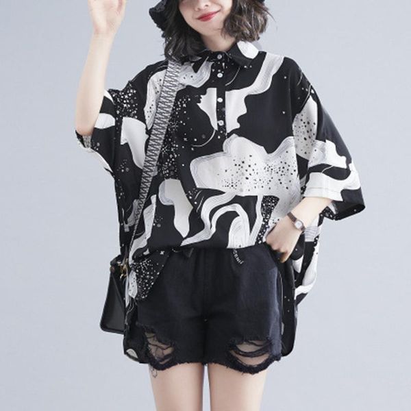 women's polos johnature women chiffon shirts collar half sleeve button black white star shirt 2021 summer loose sweet style blouse
women's polos johnature women chiffon shirts collar half sleeve button black white star shirt 2021 summer loose sweet style blouse