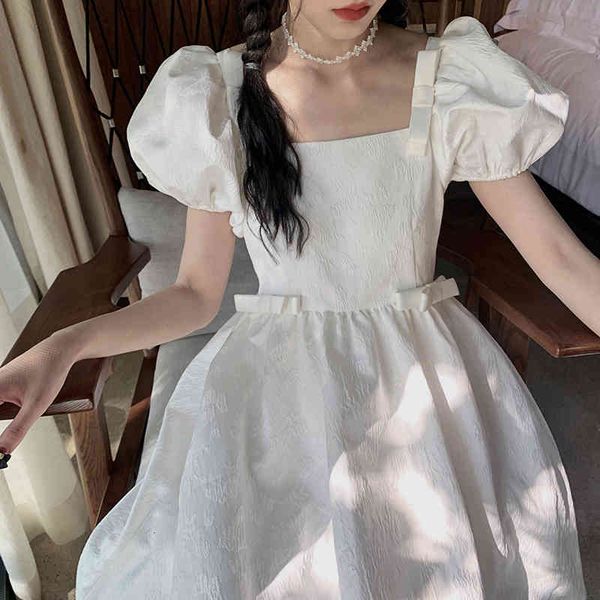 casual dresses summer sweet white vintage women puff sleeve kawaii evening party mini female elegant korea bow 60a0, Black;gray
casual dresses summer sweet white vintage women puff sleeve kawaii evening party mini female elegant korea bow 60a0, Black;gray