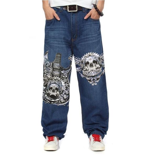 men's long pants baggy loose fit jeans rap hip hop skate denim trousers straight stretch casual floral skull, Blue
men's long pants baggy loose fit jeans rap hip hop skate denim trousers straight stretch casual floral skull, Blue