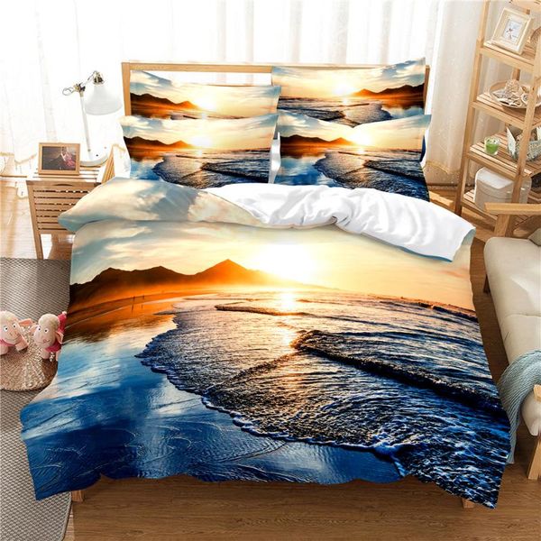 bedding sets 3d sunset set duvet cover bed cotton bedroom