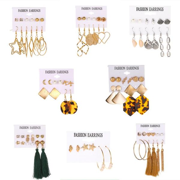 fashion women earrings set leaf shell star flower heart tassel geometric pendant gold stud earring bohemian wedding gift jewelry, Golden;silver
fashion women earrings set leaf shell star flower heart tassel geometric pendant gold stud earring bohemian wedding gift jewelry, Golden;silver