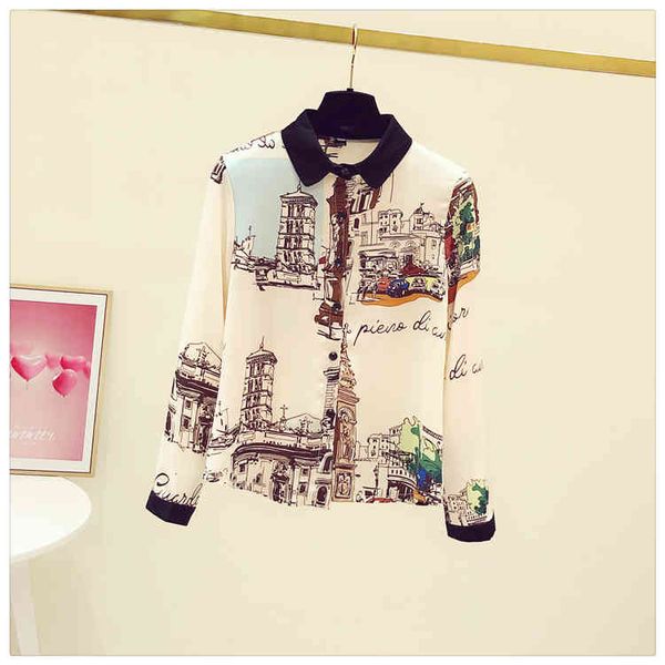 women's blouses & shirts italy style printing elegant of quality women chiffon long sleeves (c806 shirt), White
women's blouses & shirts italy style printing elegant of quality women chiffon long sleeves (c806 shirt), White