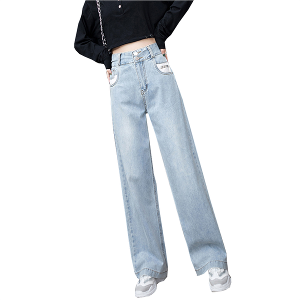 women's jeans spring 2021 wide leg pants high waist loose chic elegant casual straight mopping plus size trousers female, Blue
women's jeans spring 2021 wide leg pants high waist loose chic elegant casual straight mopping plus size trousers female, Blue