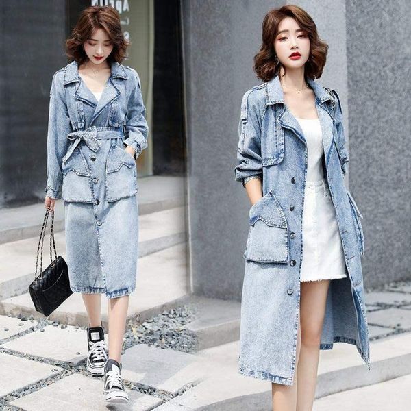 women's jackets 2021 spring autumn denim trench coat women long jean outwear plus size casual windbreaker single-breasted cardi, Black;brown
women's jackets 2021 spring autumn denim trench coat women long jean outwear plus size casual windbreaker single-breasted cardi, Black;brown