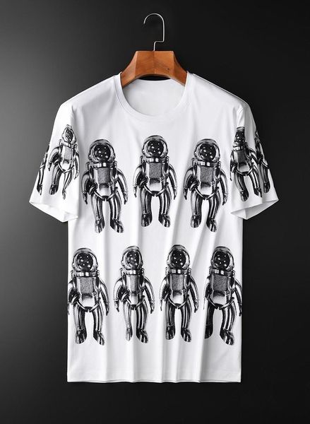 men's t-shirts summer mens luxury mercerized cotton astronaut print short sleeve men plus size 4xl slim man, White;black
men's t-shirts summer mens luxury mercerized cotton astronaut print short sleeve men plus size 4xl slim man, White;black