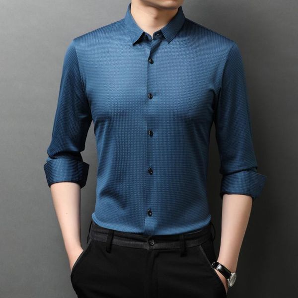 spring silk long sleeve shirt men's middle-aged wear casual stripe dress shirts, White;black
spring silk long sleeve shirt men's middle-aged wear casual stripe dress shirts, White;black