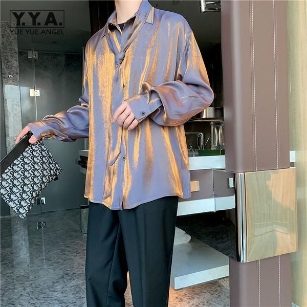 fashion shiny nightclub mens loose long sleeve lace up shirt korean style personality male casual solid button shirts men's, White;black
fashion shiny nightclub mens loose long sleeve lace up shirt korean style personality male casual solid button shirts men's, White;black