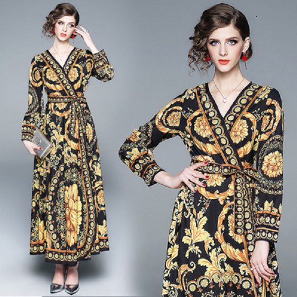 women summer lond dress holiday maxi loose sundress floral print v-neck long sleeve elegante dresses cocktail party baroque robe, Blue
women summer lond dress holiday maxi loose sundress floral print v-neck long sleeve elegante dresses cocktail party baroque robe, Blue