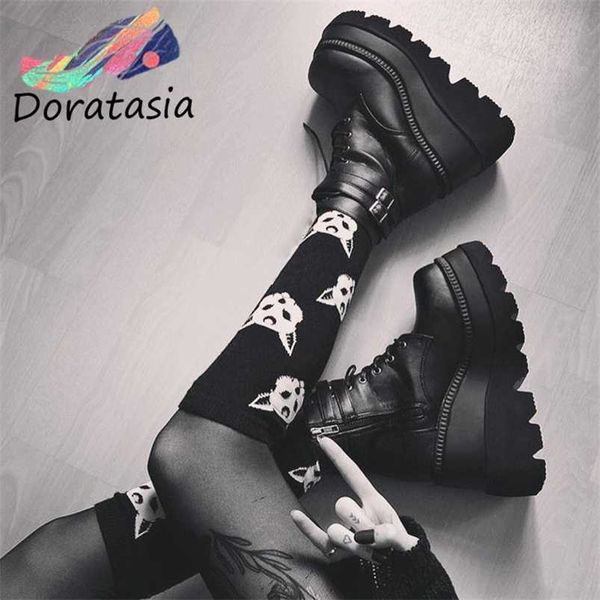 doratasia ins brand designer punk gothic boots fashion high platform ankle boots women high wedges lace up shoes woman 211103, Black
doratasia ins brand designer punk gothic boots fashion high platform ankle boots women high wedges lace up shoes woman 211103, Black