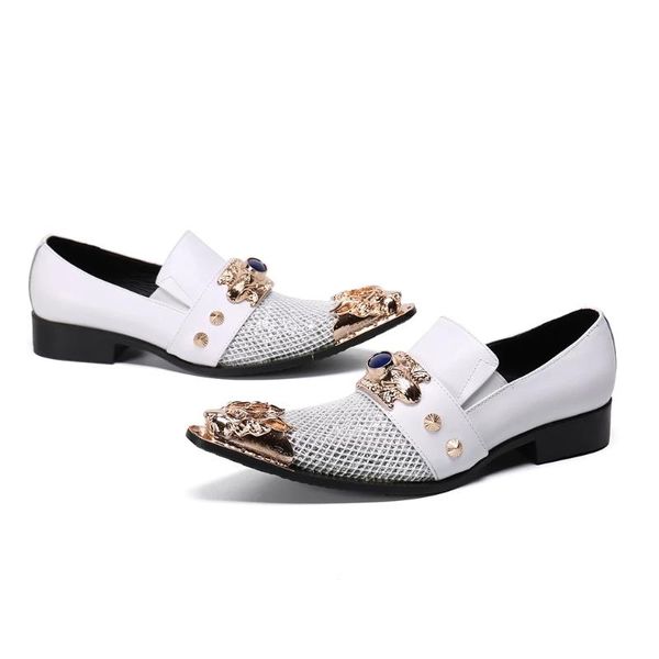 classic men dress shoes gents italian type formal genuine leather steel pointed gold toe white blink wedding, Black
classic men dress shoes gents italian type formal genuine leather steel pointed gold toe white blink wedding, Black