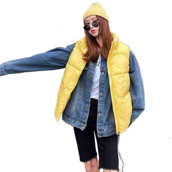 women's winter 2021 short korean net red vest bf down cotton et, Black;white 
women's winter 2021 short korean net red vest bf down cotton et, Black;white