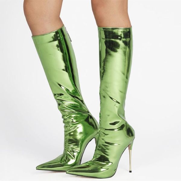 boots reflective mirror leather dress back zipper high heel knee winter women customized big size 47, Black
boots reflective mirror leather dress back zipper high heel knee winter women customized big size 47, Black