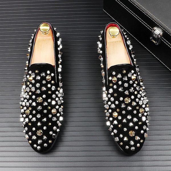 dress shoes luxury designer men pointed rivet rhinestone punk loafers mens wedding oxford formal crystal zapatos de novio, Black
dress shoes luxury designer men pointed rivet rhinestone punk loafers mens wedding oxford formal crystal zapatos de novio, Black