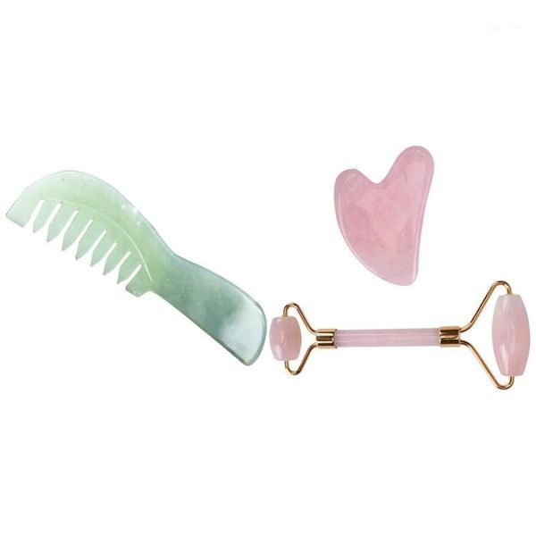 set face massager double headed jade roller scraper & 1 pcs comb, natural scraping comb1, Silver
set face massager double headed jade roller scraper & 1 pcs comb, natural scraping comb1, Silver