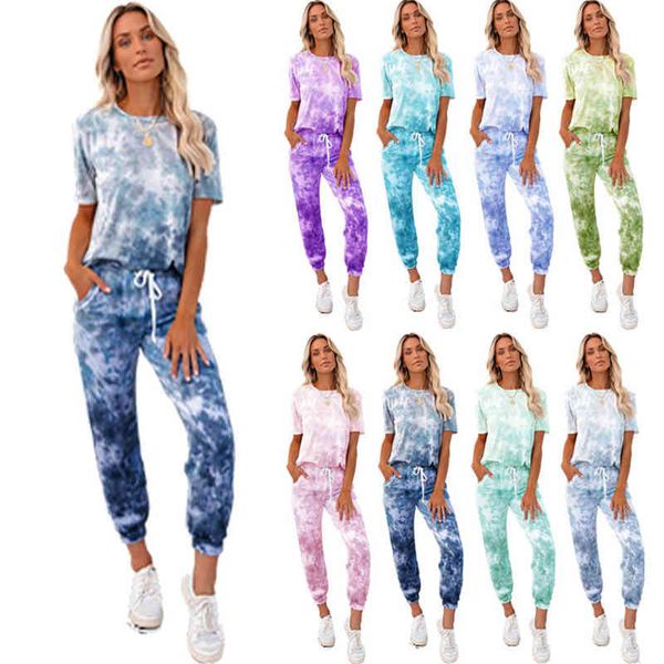women's tracksuits tie dye tracksuit women two piece set summer clothes short sleeve and pants pajamas suits casual loose sets, Gray
women's tracksuits tie dye tracksuit women two piece set summer clothes short sleeve and pants pajamas suits casual loose sets, Gray