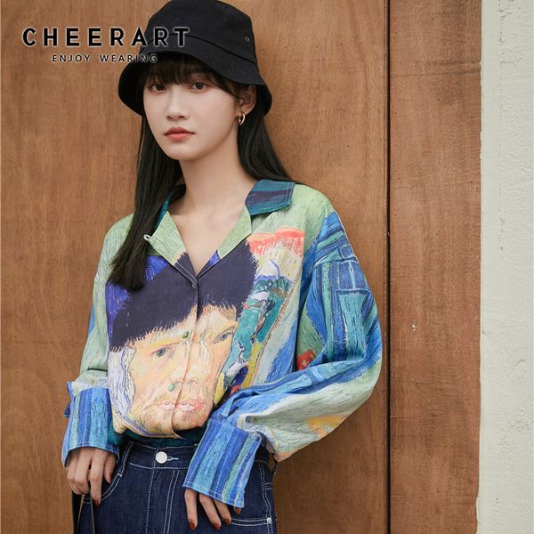 spring fashion oil painting character long sleeve shirt women designer lapel button up colorfull 210427, White
spring fashion oil painting character long sleeve shirt women designer lapel button up colorfull 210427, White