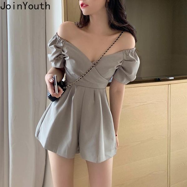 women's jumpsuits & rompers joinyouth slash neck strapless playsuits 2021 summer short sleeve korean solid high waist wide leg 58756, Black;white
women's jumpsuits & rompers joinyouth slash neck strapless playsuits 2021 summer short sleeve korean solid high waist wide leg 58756, Black;white